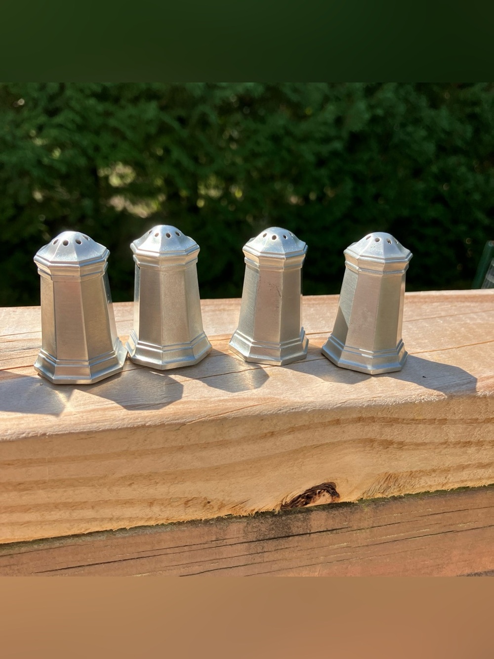 VTG Gorham Pewter Mini Salt and Pepper Shaker Set of 4 Octette Colonial W/ Box